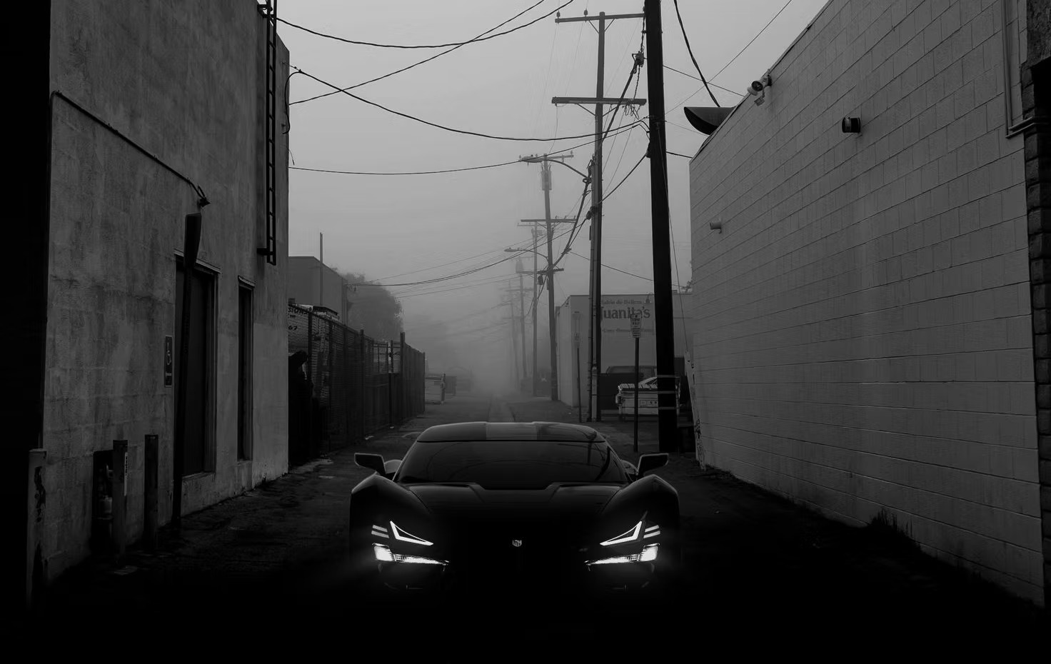 TRION supercar in a foggy alley